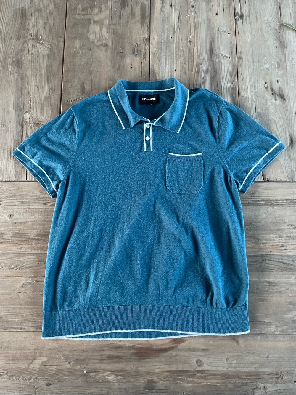 Bonobos Teal Short-Sleeve Polo with Chest Pocket